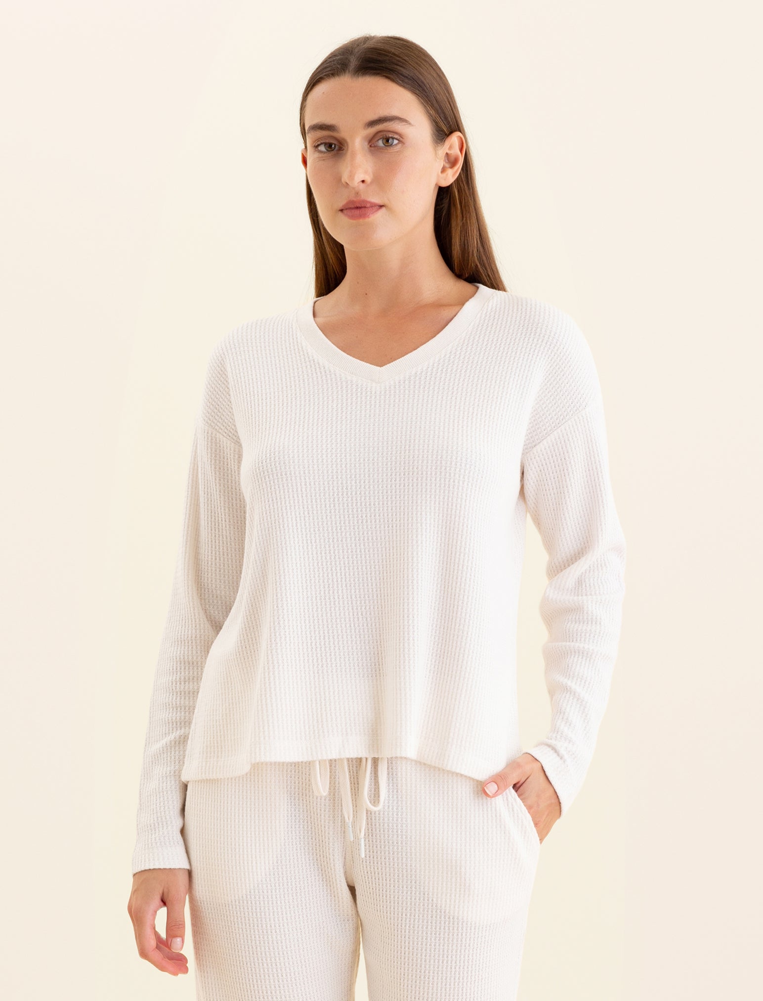 Super Soft Waffle V-Neck Top