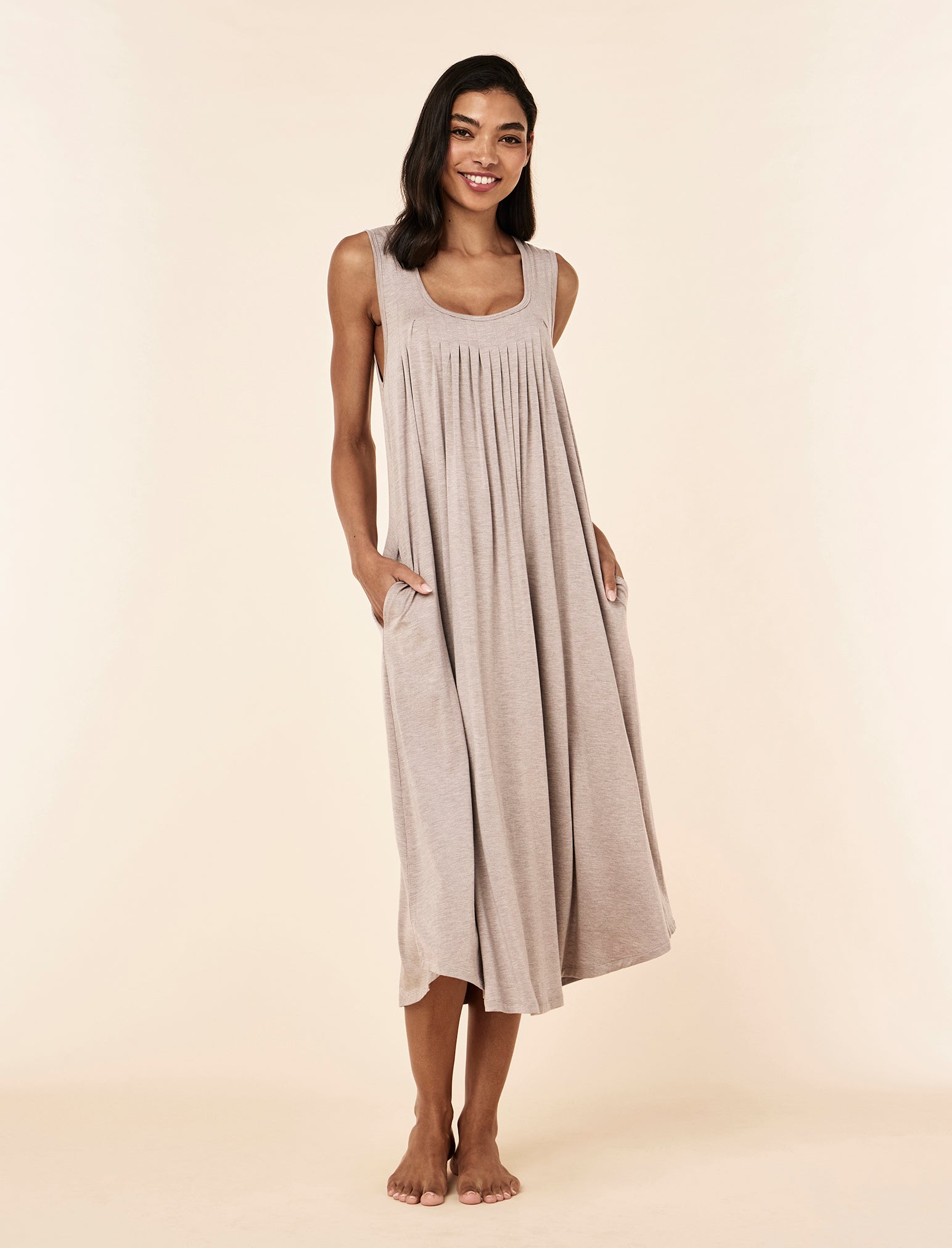 Kate Modal Soft Pleat Front Maxi Nightie