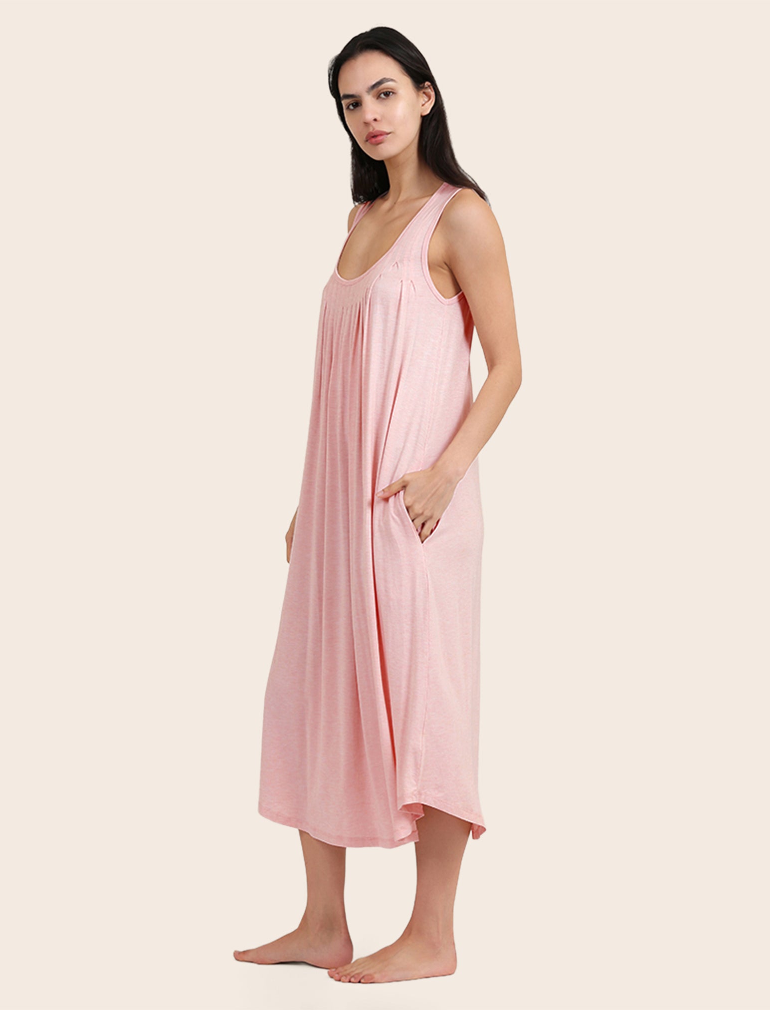Kate Modal Soft Pleat Front Maxi Nightie