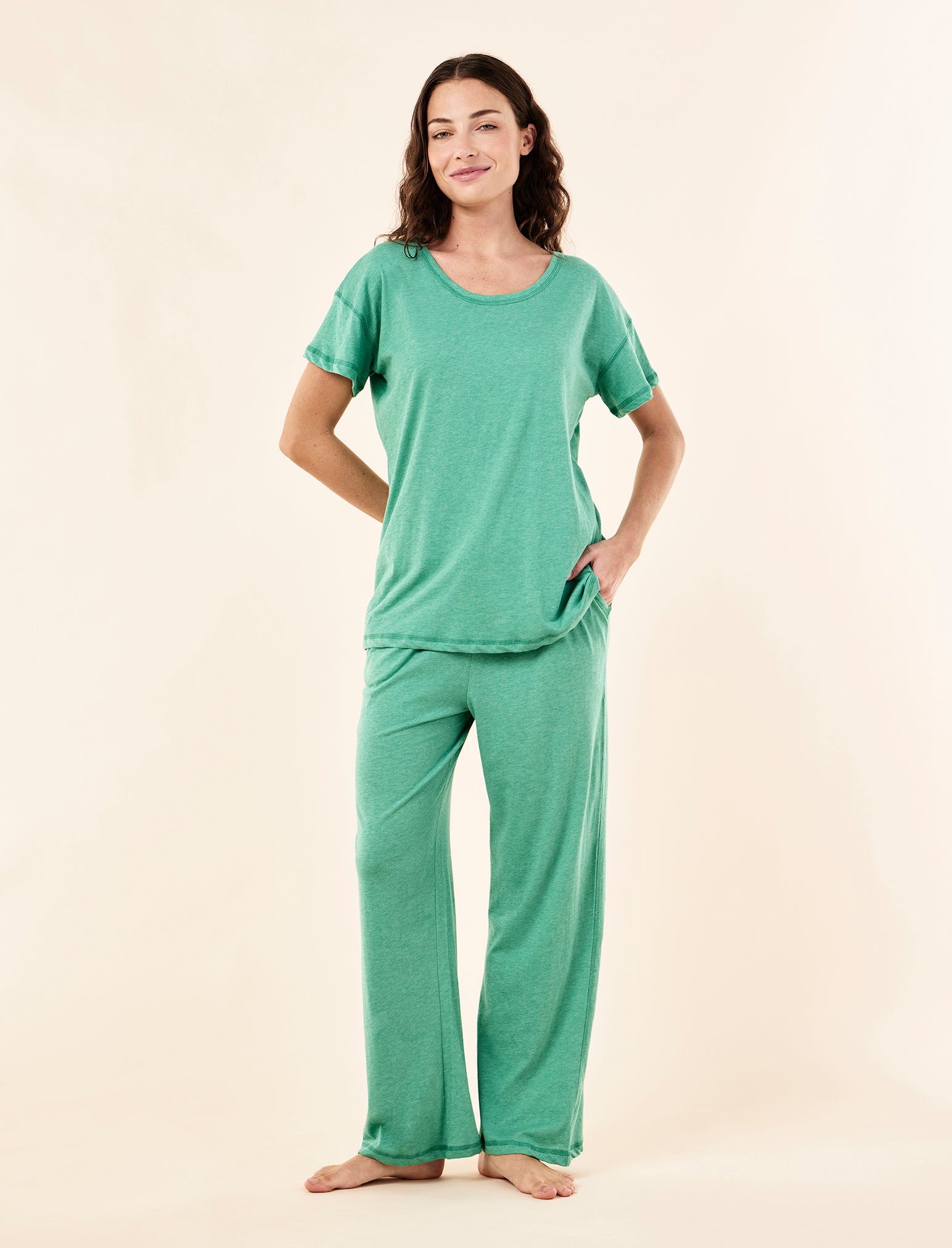 Jada Organic Cotton Knit Tee & Straight Leg Pant