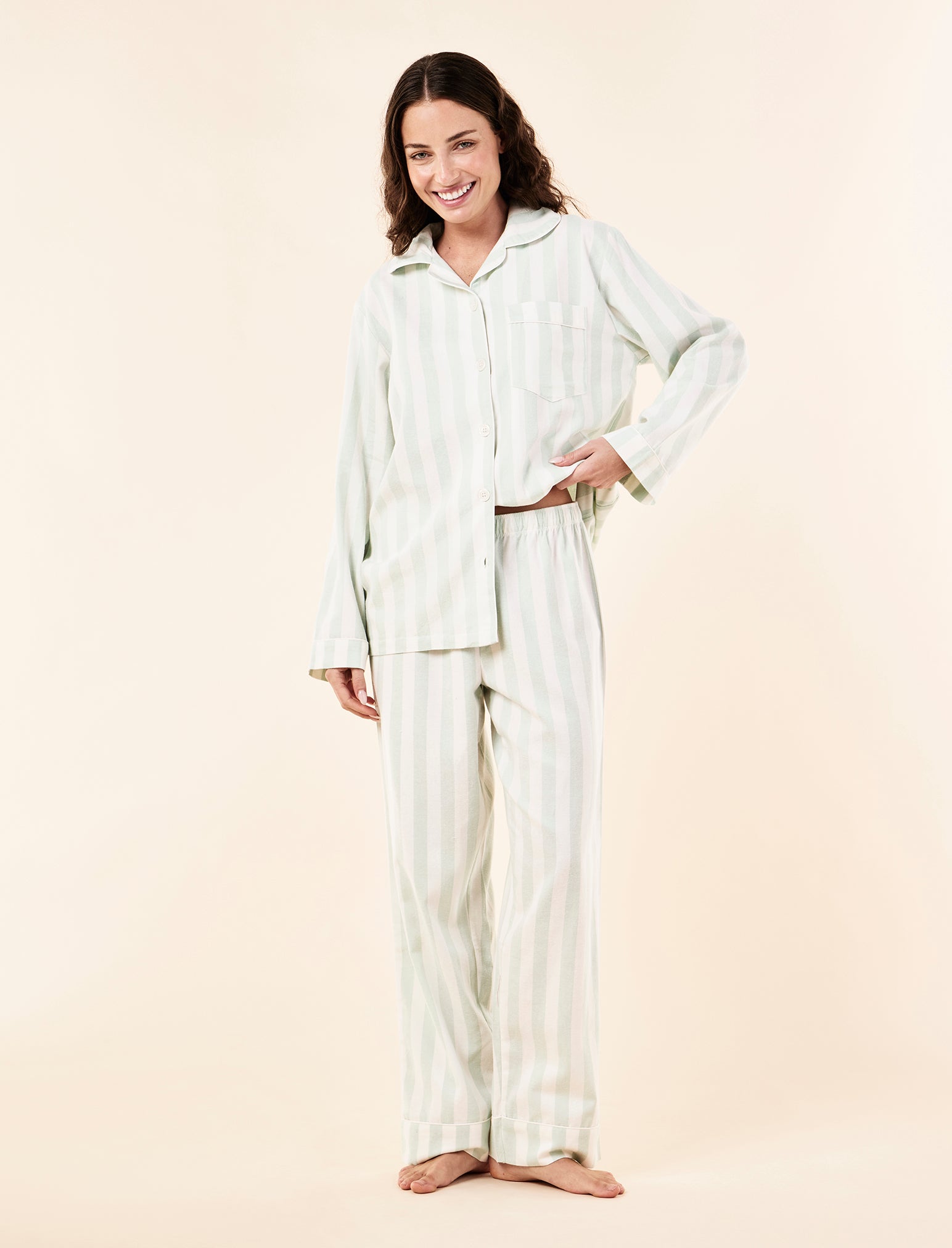 Cotton Stripe Full Length PJ Set