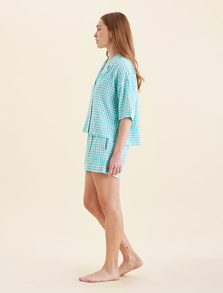 Seersucker Gingham Boxer PJ Set