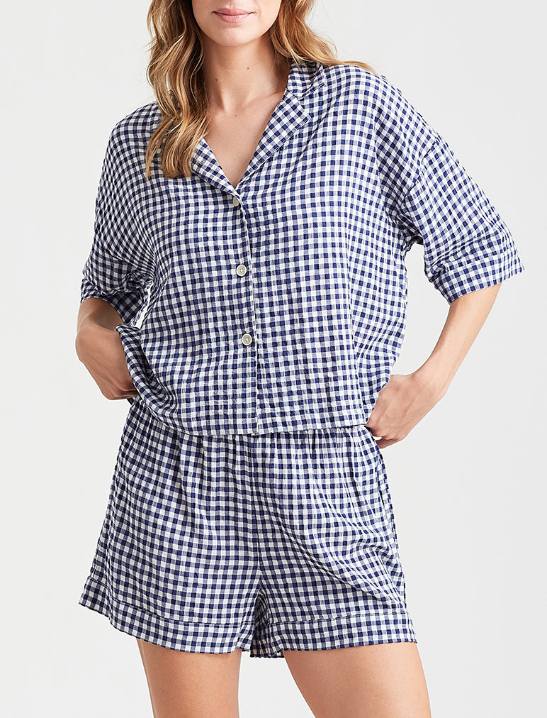 Seersucker Gingham Boxer PJ Set