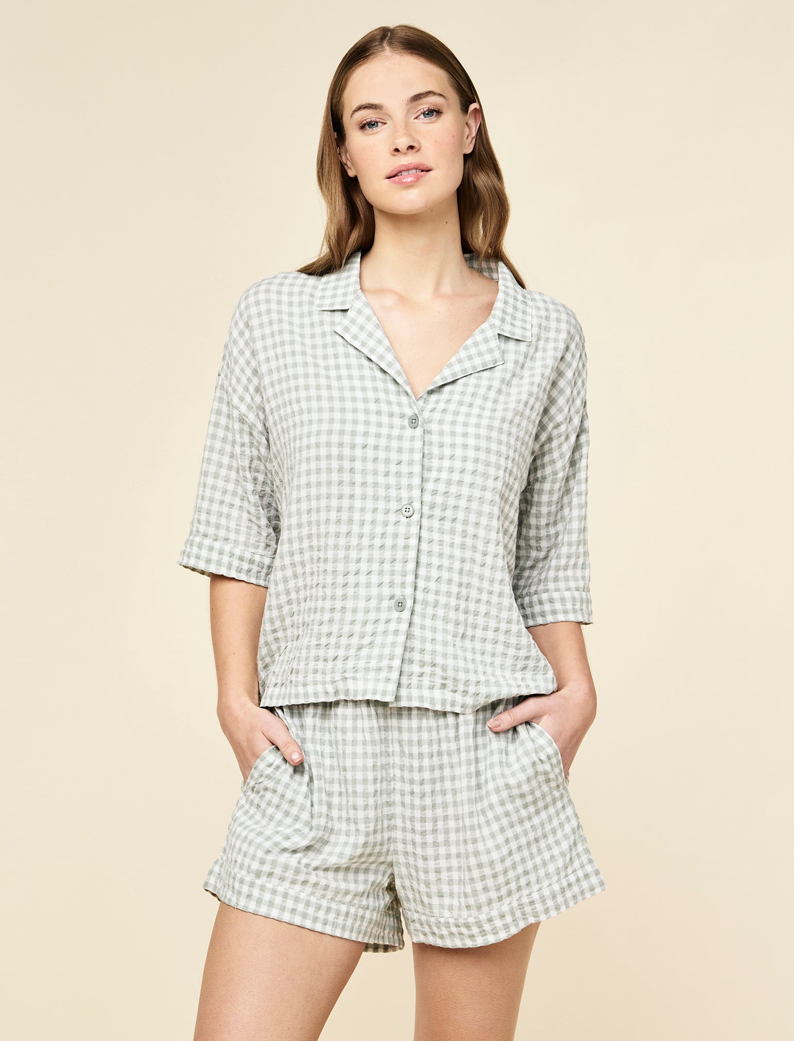 Seersucker Gingham Boxer PJ Set