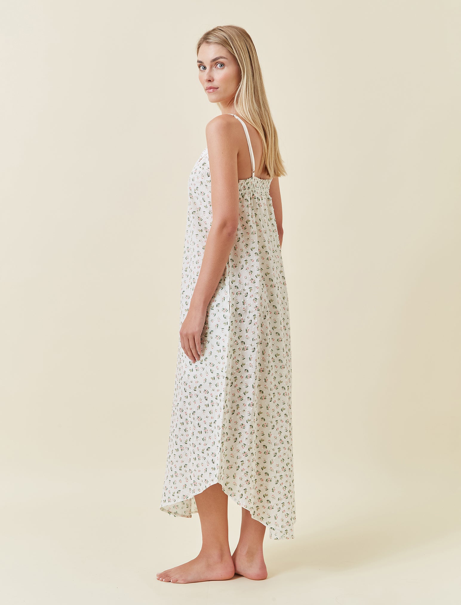 Swiss Dot Lace Front Maxi Nightie