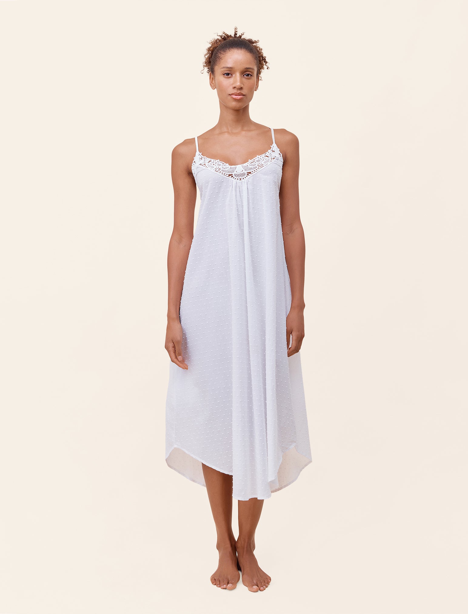 Swiss Dot Lace Front Maxi Nightie