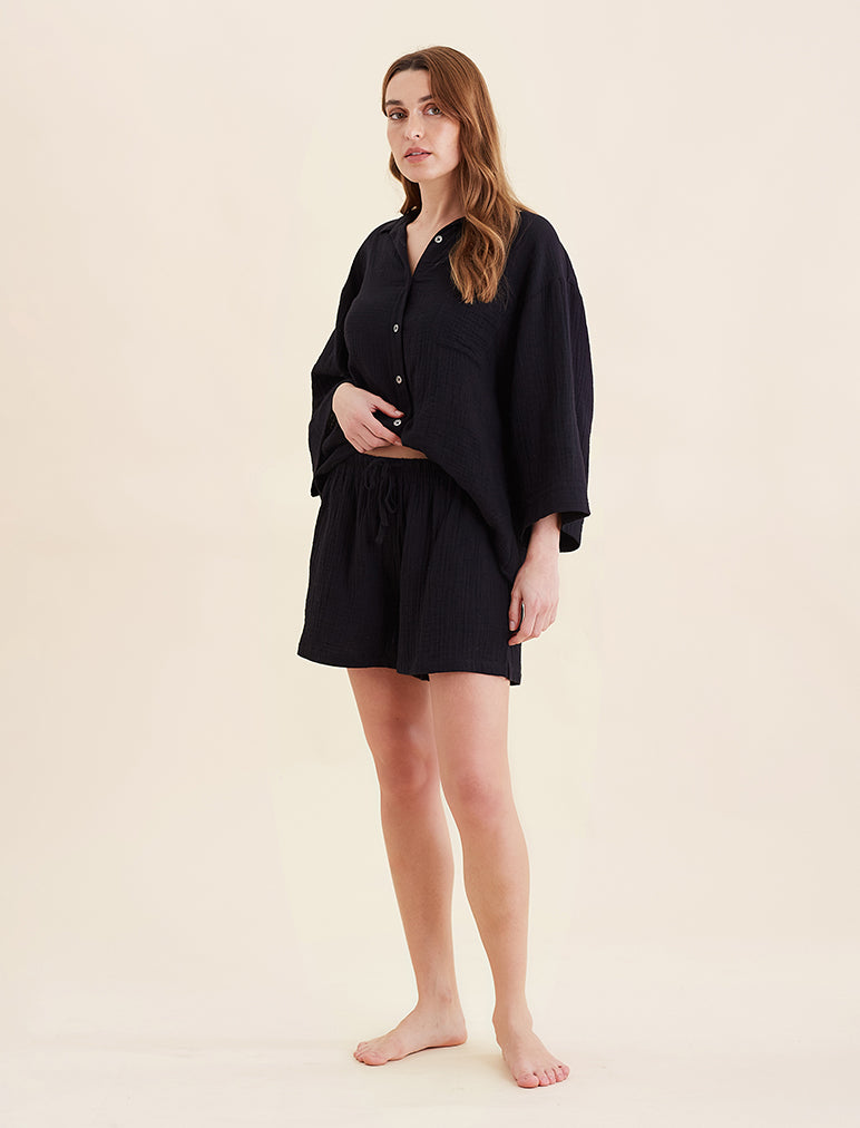 Ashley Textured Cotton Oversized Boxer Short