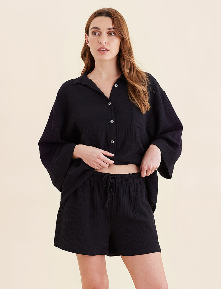 Ashley Textured Cotton Oversized Boxer Short