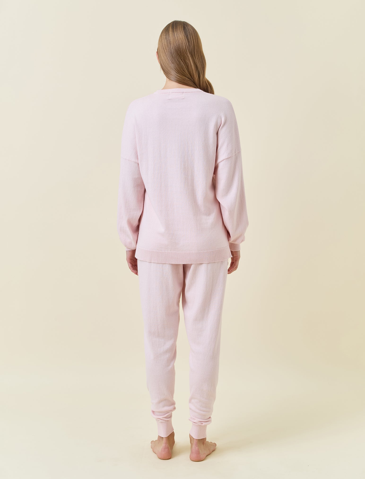 Cotton Cashmere Crew Neck Long Sleeve Top