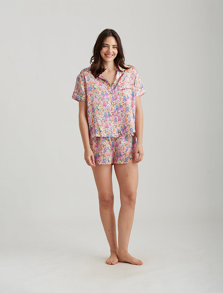 Painted Travels Silk Boxer PJ Set