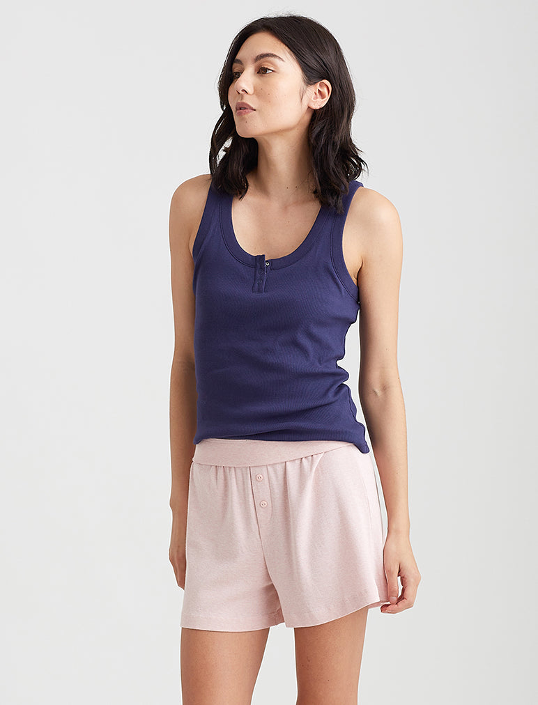 Milla Rib Shelf Bra Henley Tank