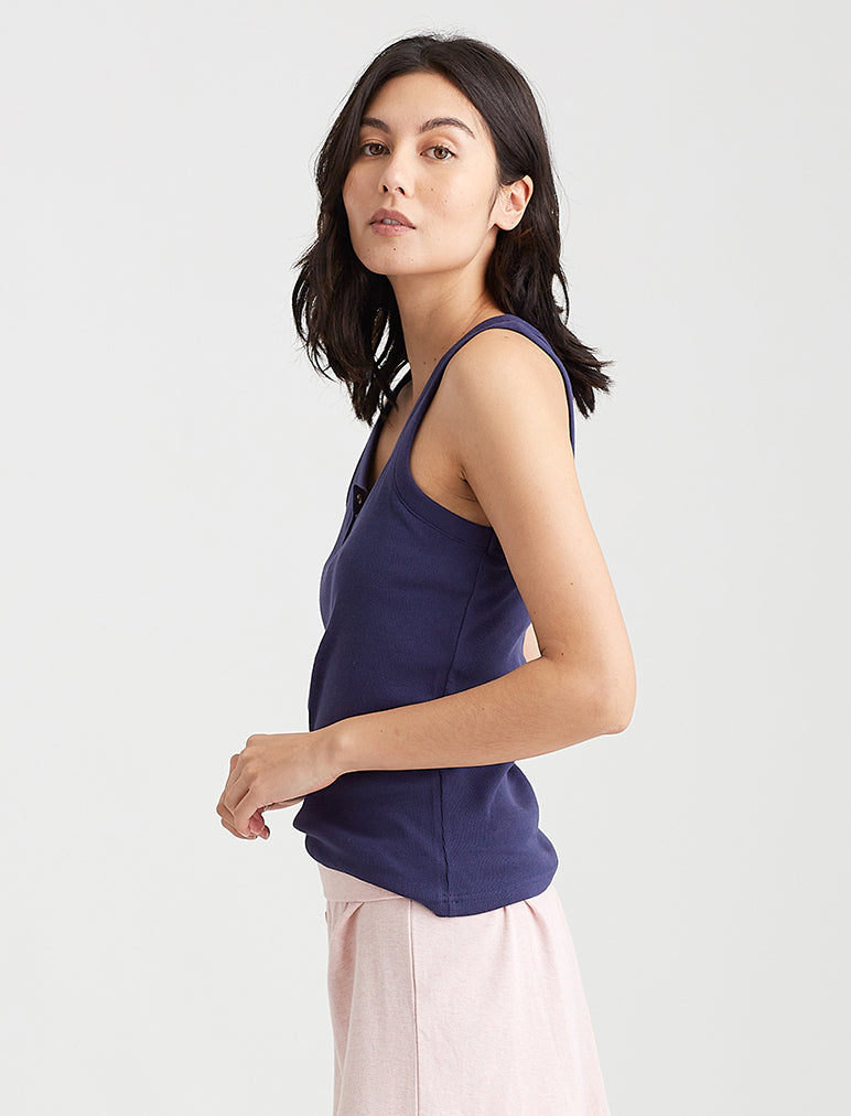Milla Rib Shelf Bra Henley Tank