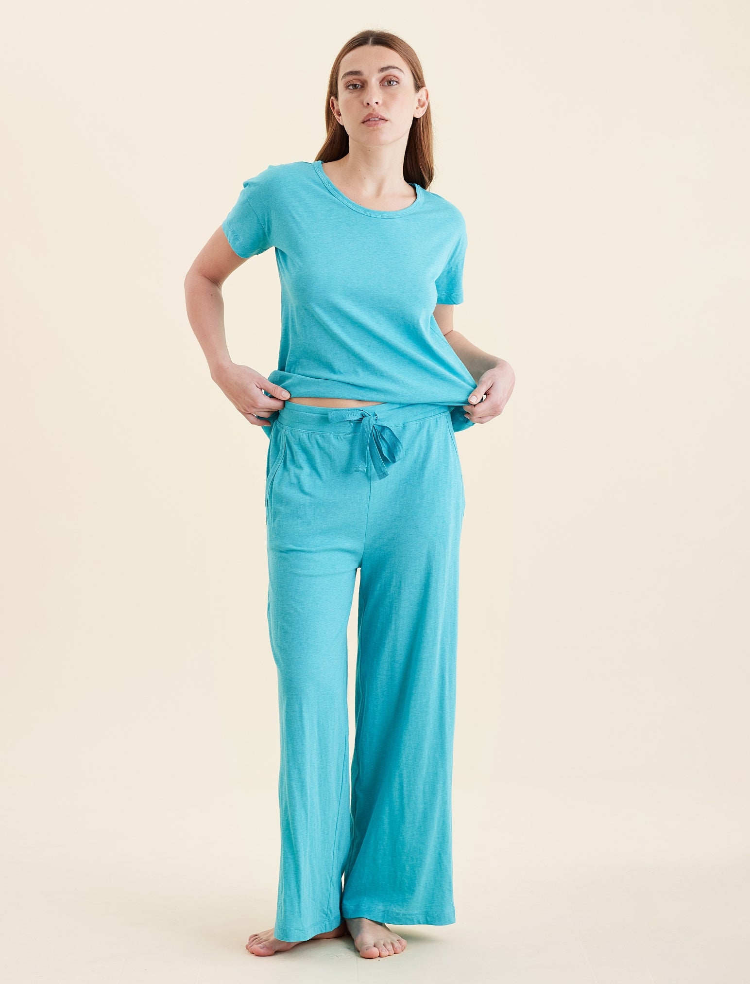 Jada Organic Cotton Knit Wide Leg Pant