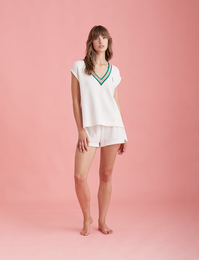 Luxe Waffle Tennis Logo Tank