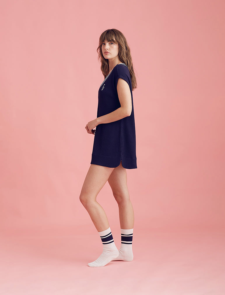 Luxe Waffle Tennis Logo Tank Dress