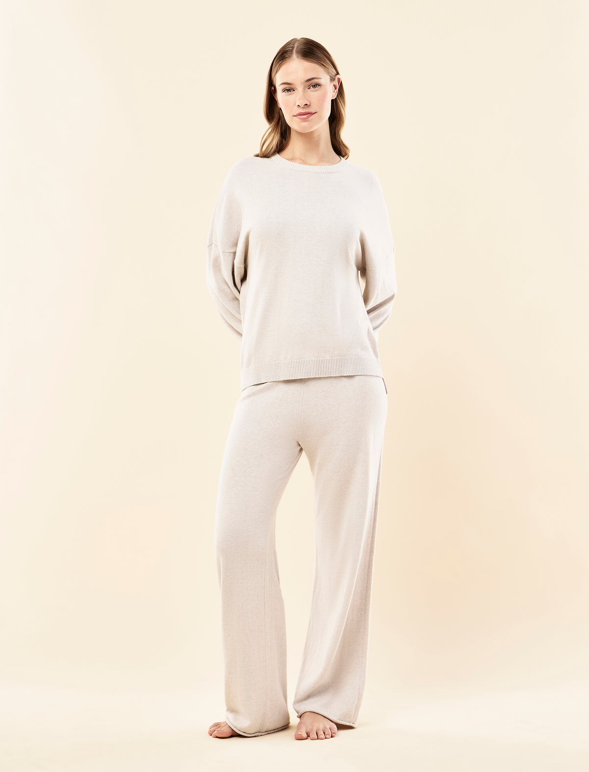 Cotton Cashmere Straight Leg Pant