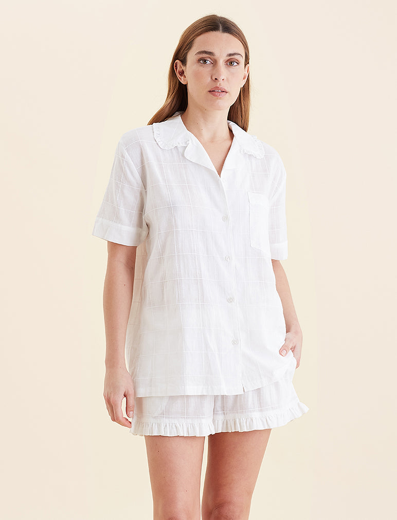 Ivy Organic Cotton Frill S/Slv Boxer PJ Set
