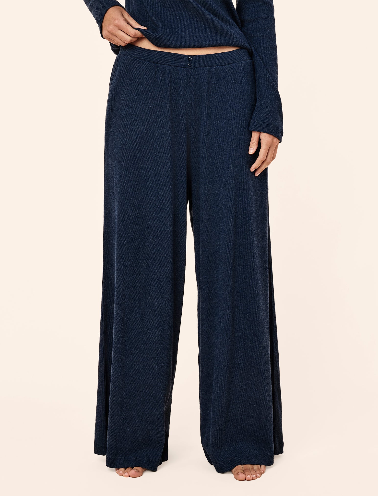 Soft Baby Rib Full Length Wide Leg Pant