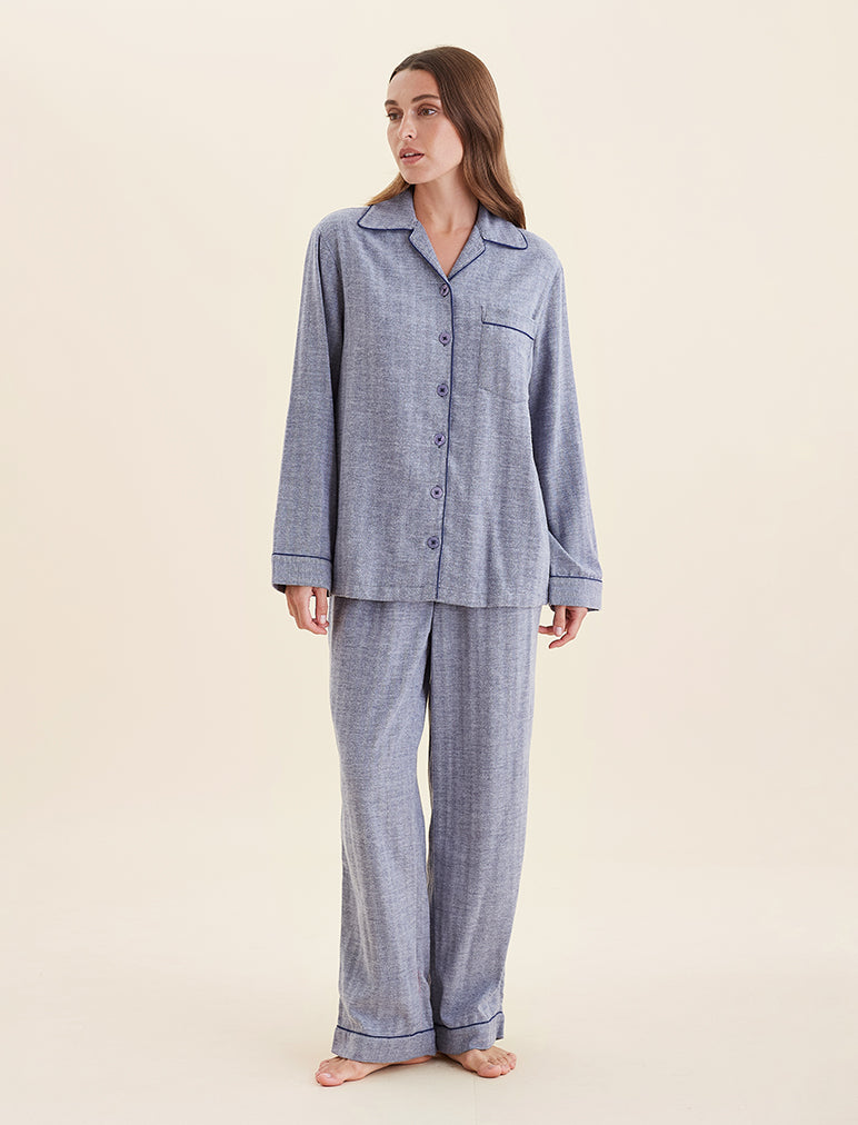 Super Soft Brushed Herringbone PJ Set