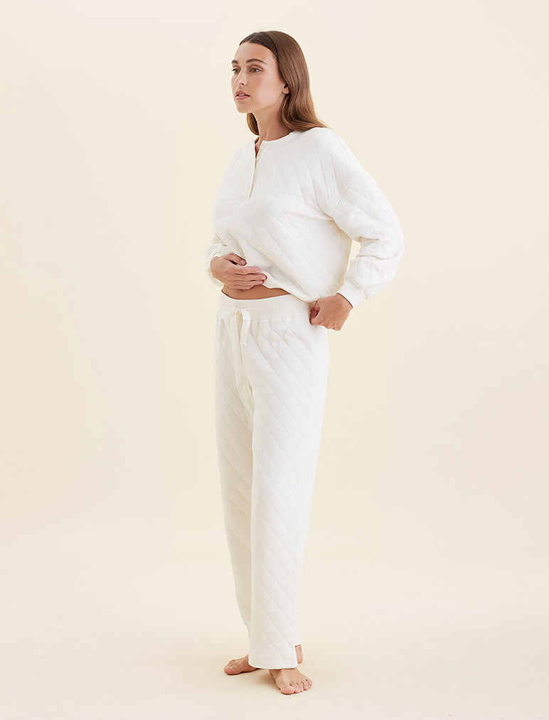 Quilted Cotton Straight Leg Pant