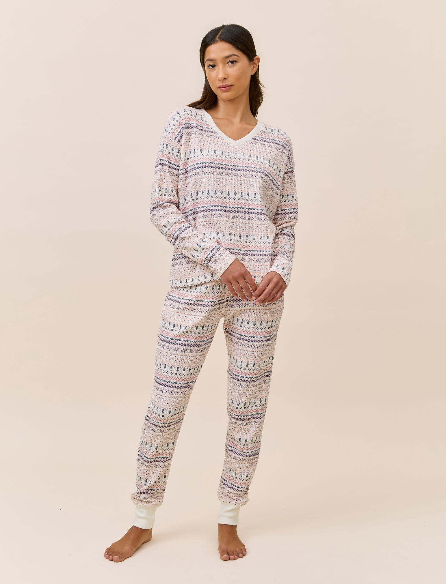 Fairisle Waffle Long Sleeve Top and Jogger