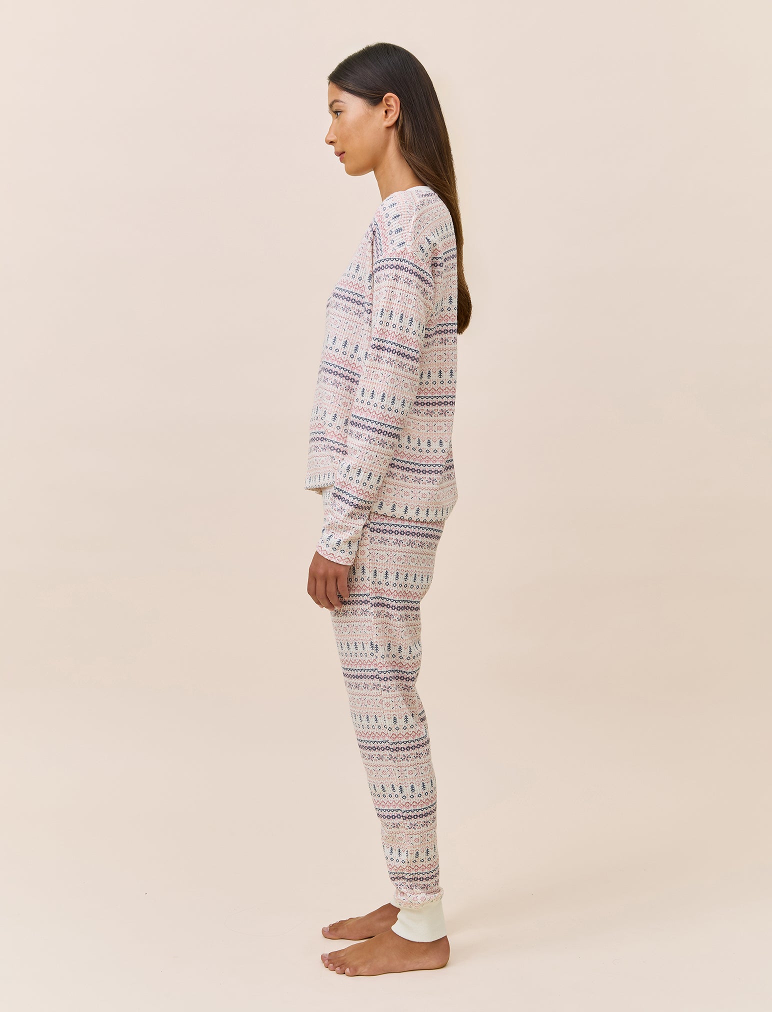 Fairisle Waffle Long Sleeve Top and Jogger