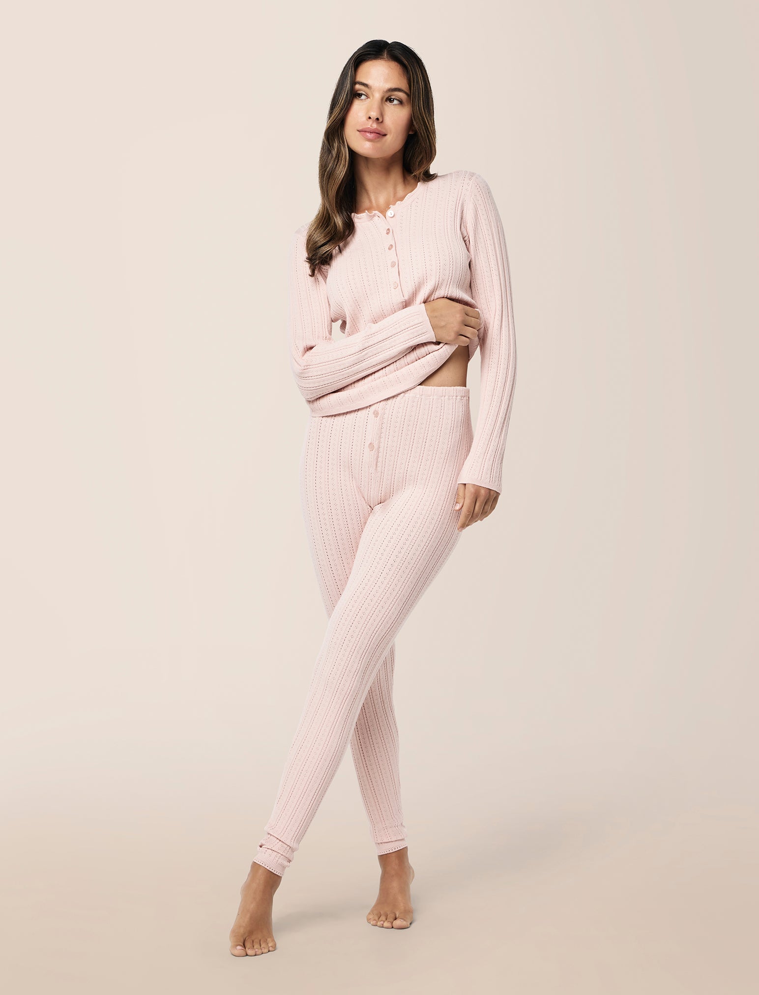 Cable Pointelle Full Length PJ Set