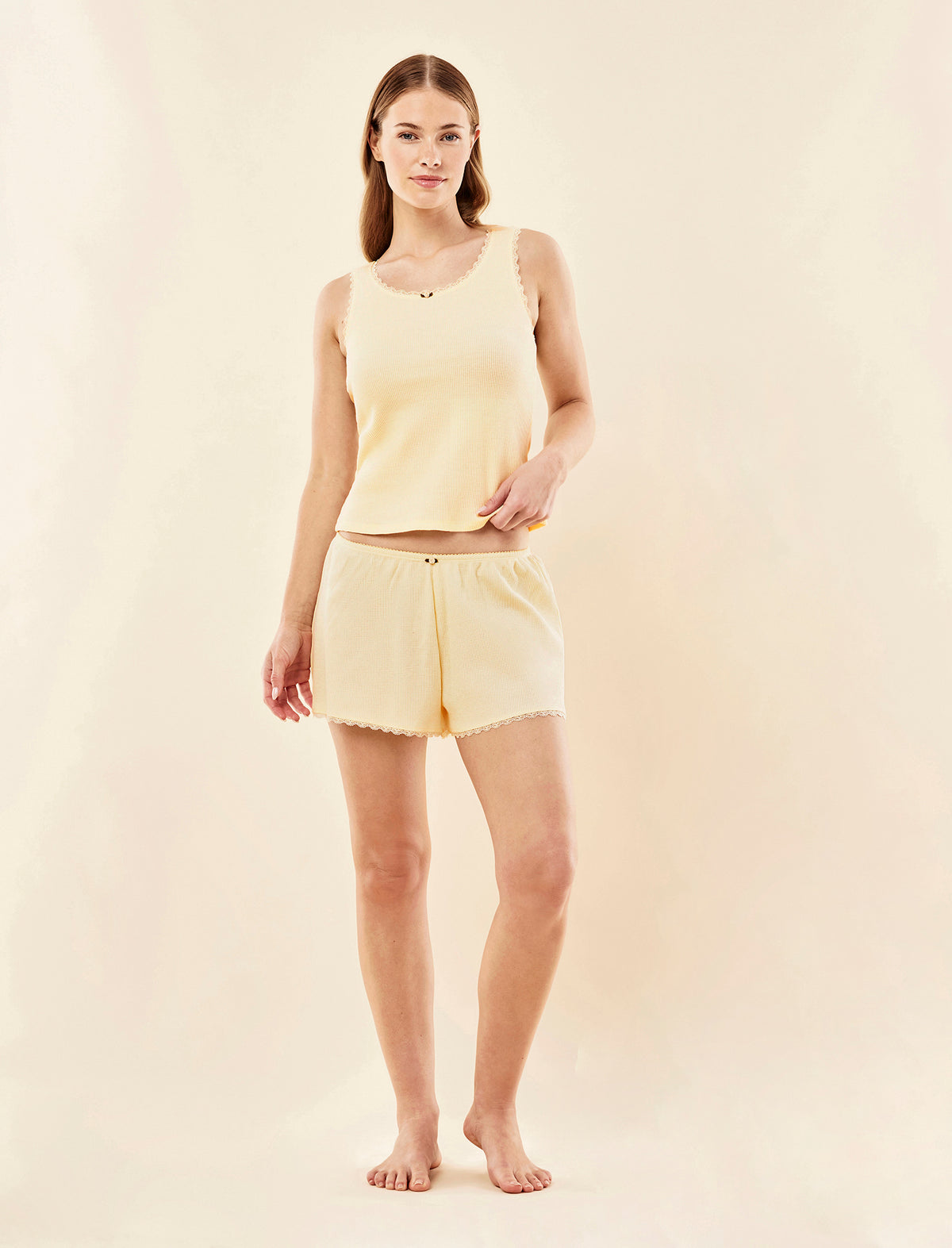 Claire Soft Cotton Waffle Boxer PJ Set