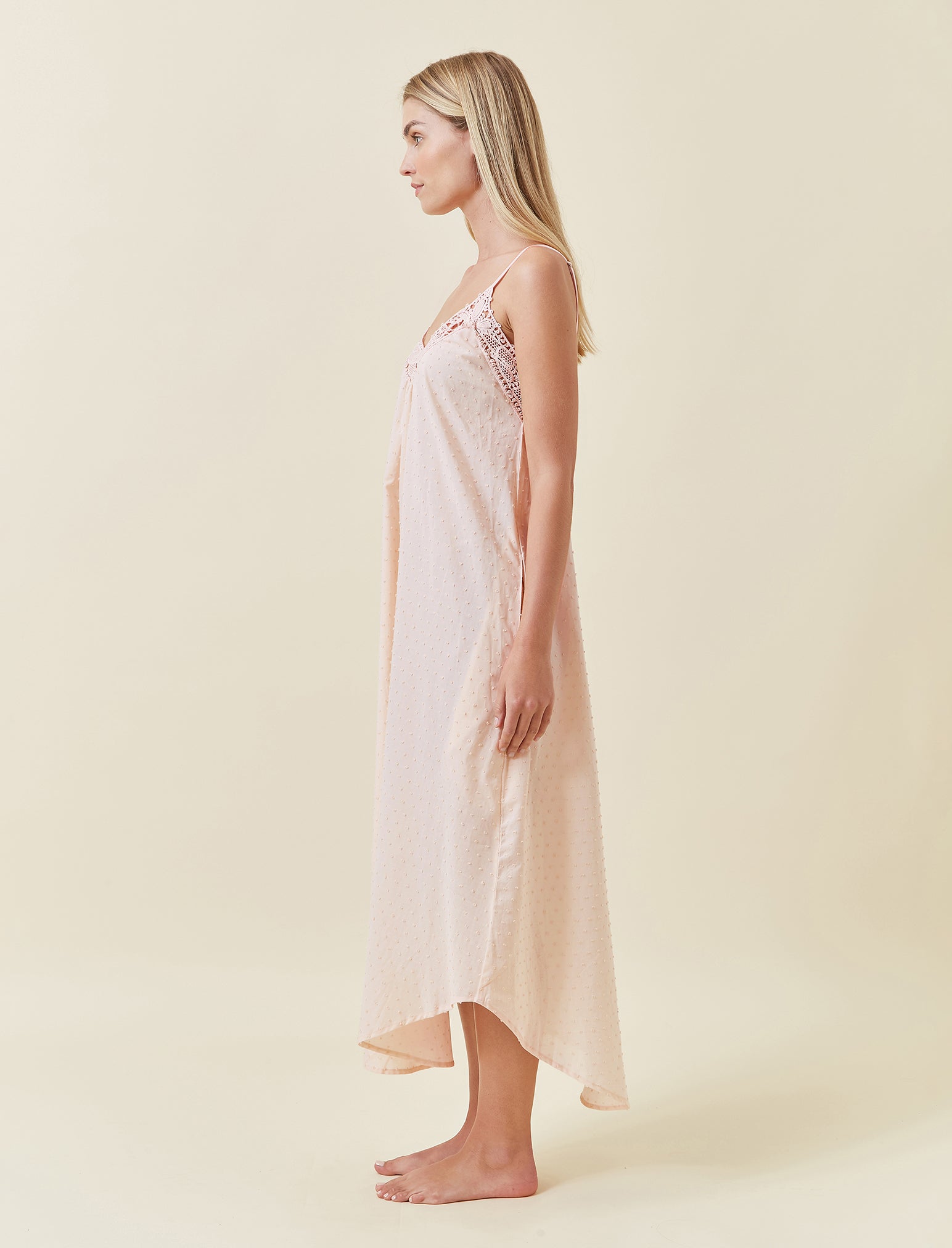 Swiss Dot Lace Front Maxi Nightie