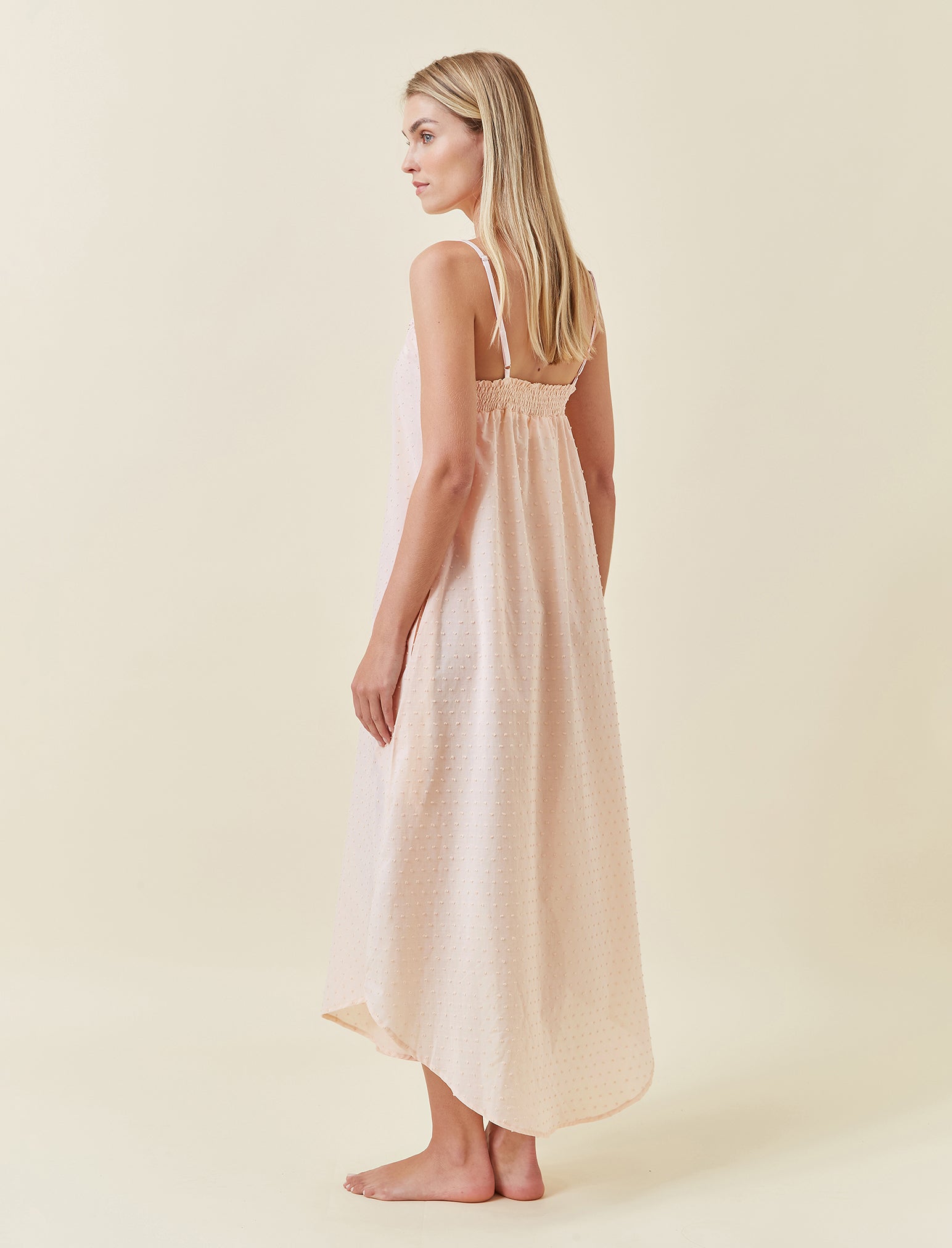 Swiss Dot Lace Front Maxi Nightie