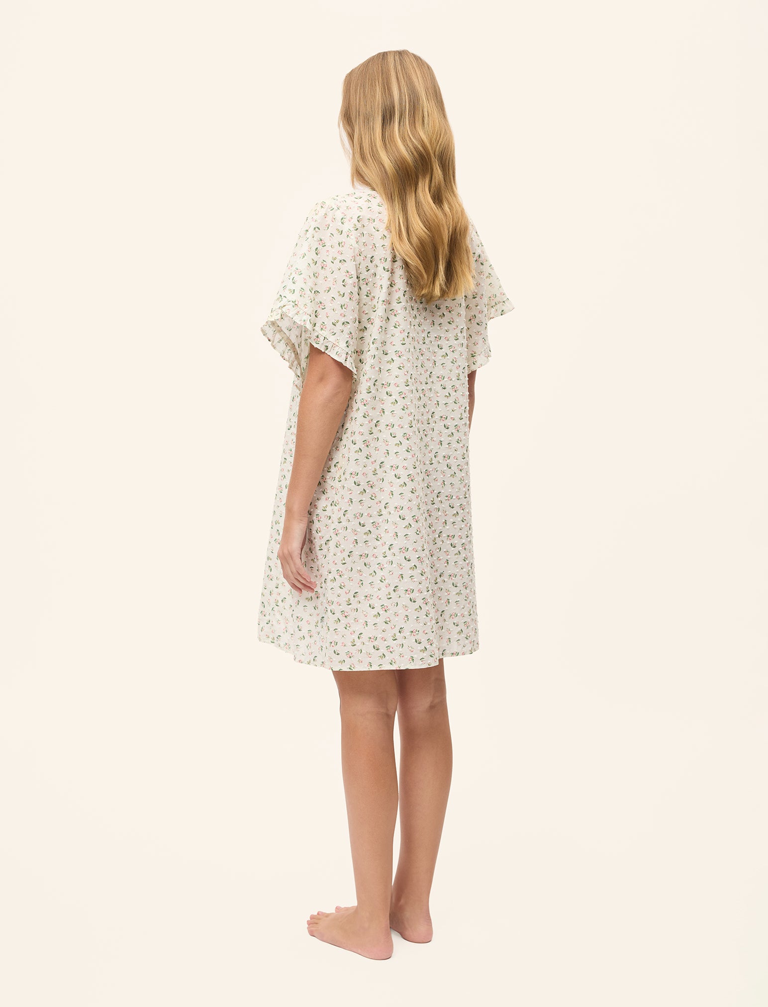 Swiss Dot Short Sleeve Frill Midi Nightie