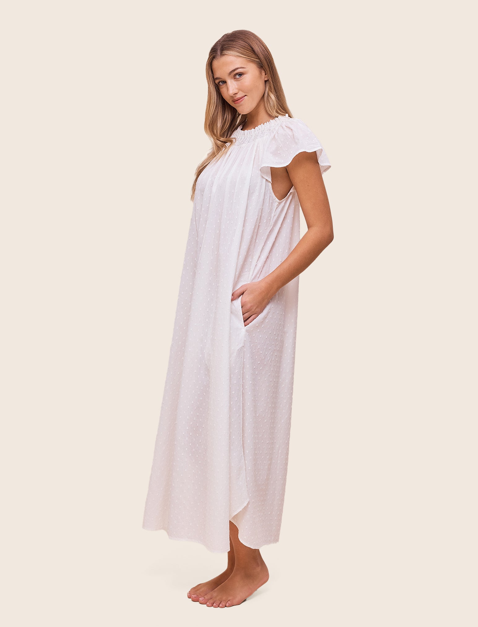 Shirred Neck Maxi Nightie