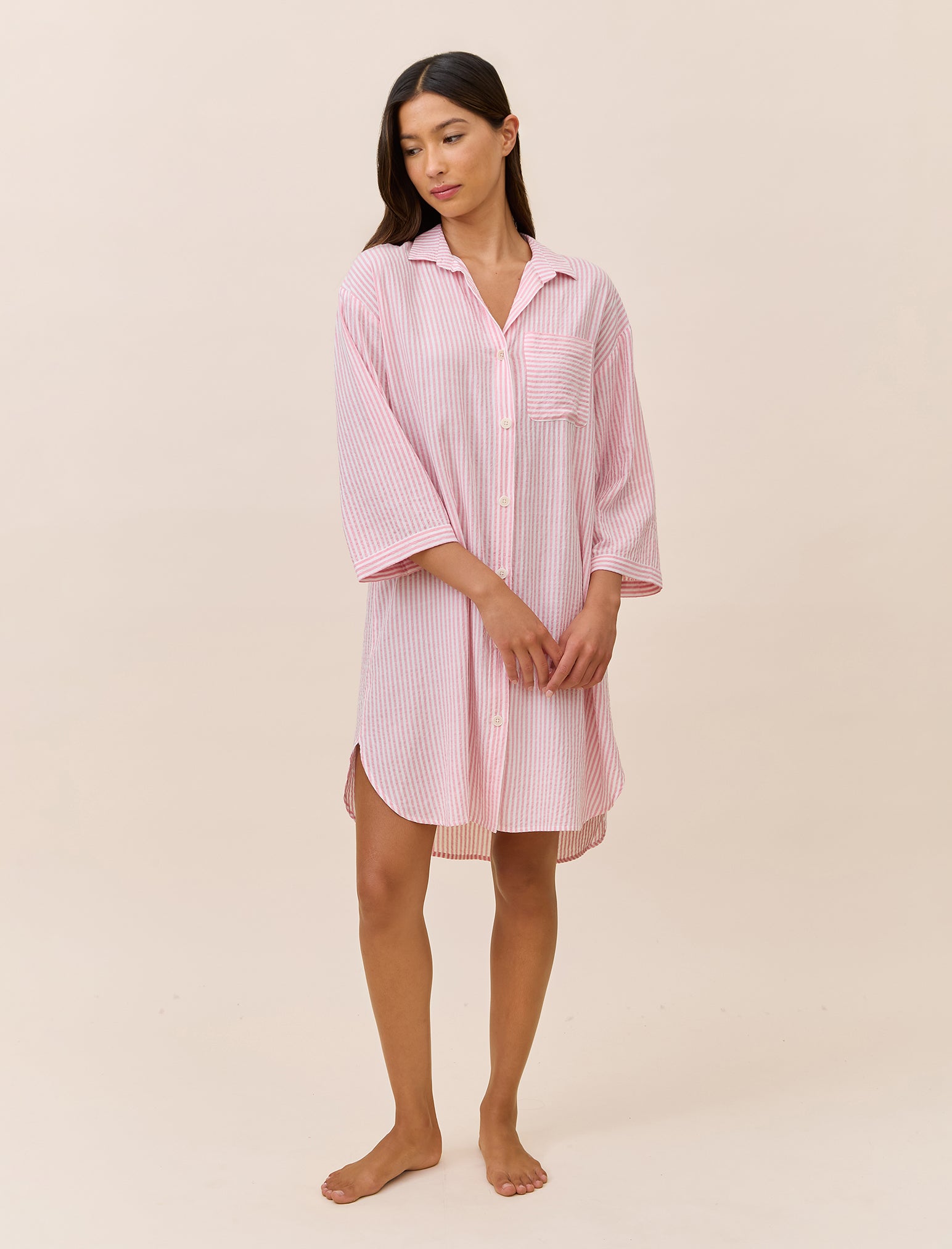 Sabine Seersucker Stripe Nightshirt
