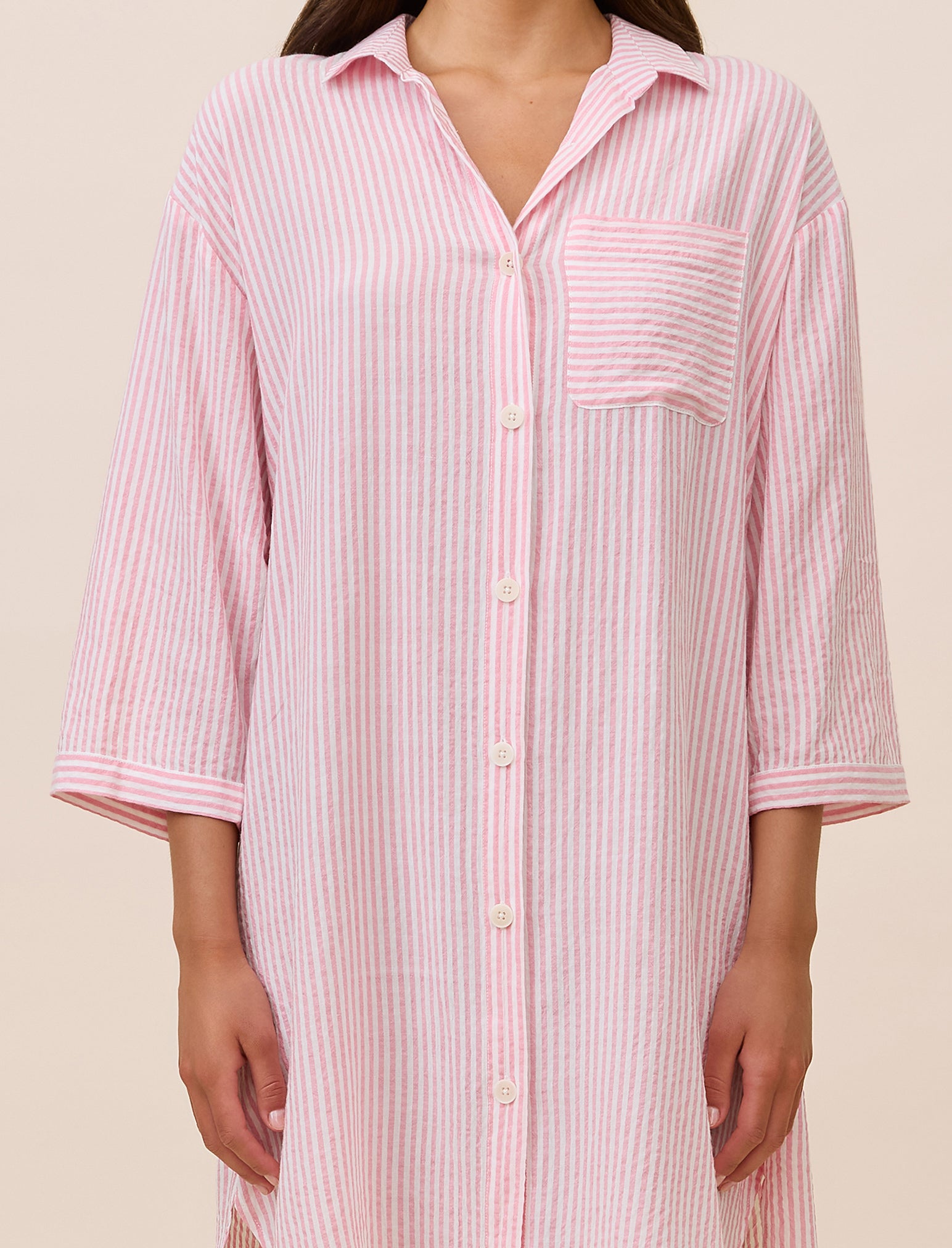 Sabine Seersucker Stripe Nightshirt