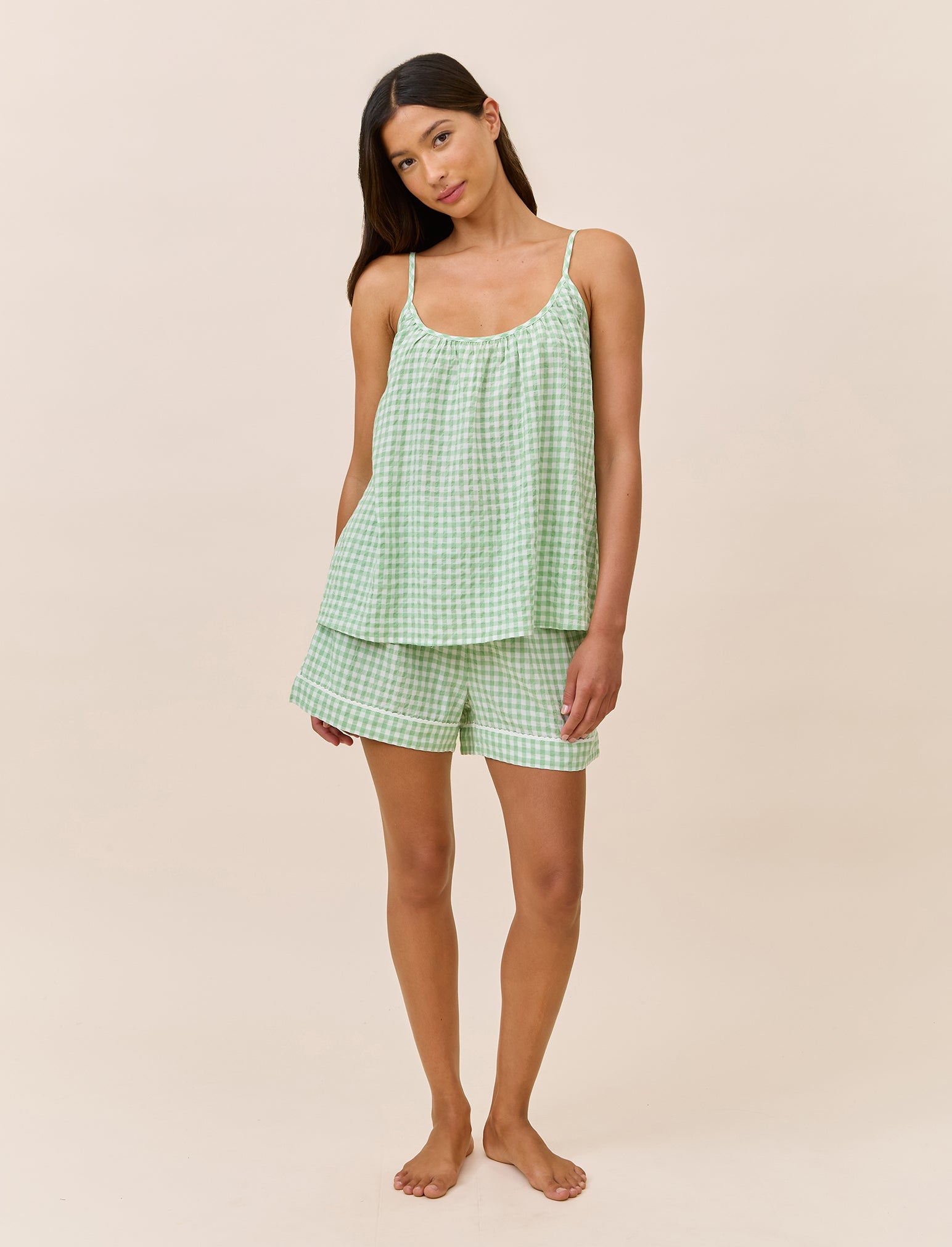Seersucker Gingham Cami Boxer PJ