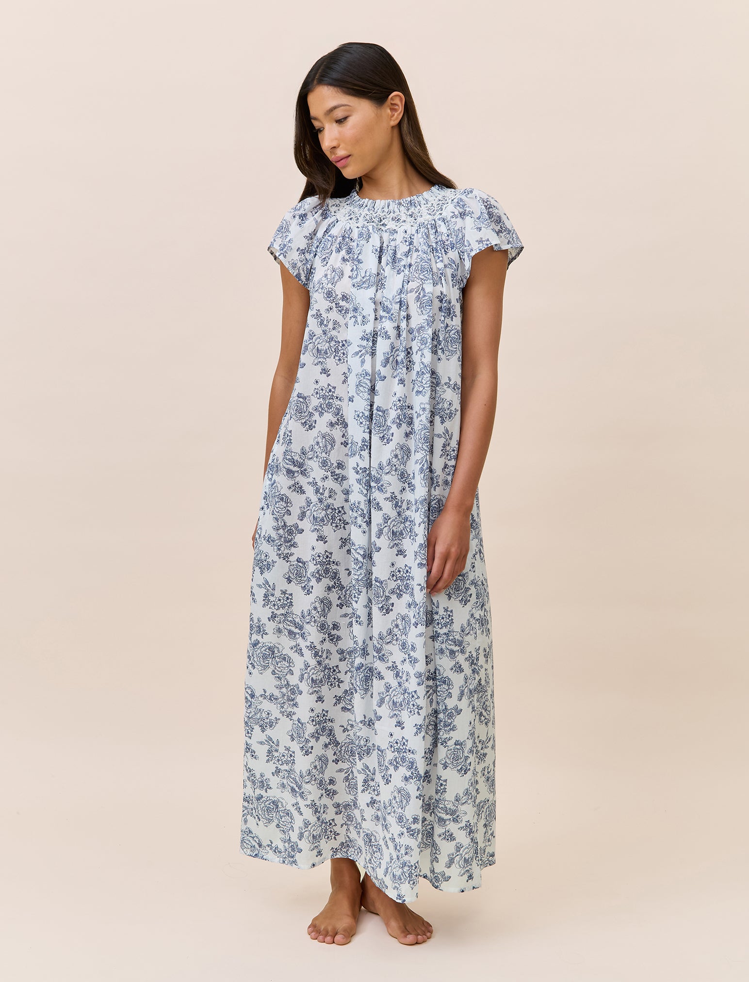 Nostalgia Shirred Neck Maxi Nightie