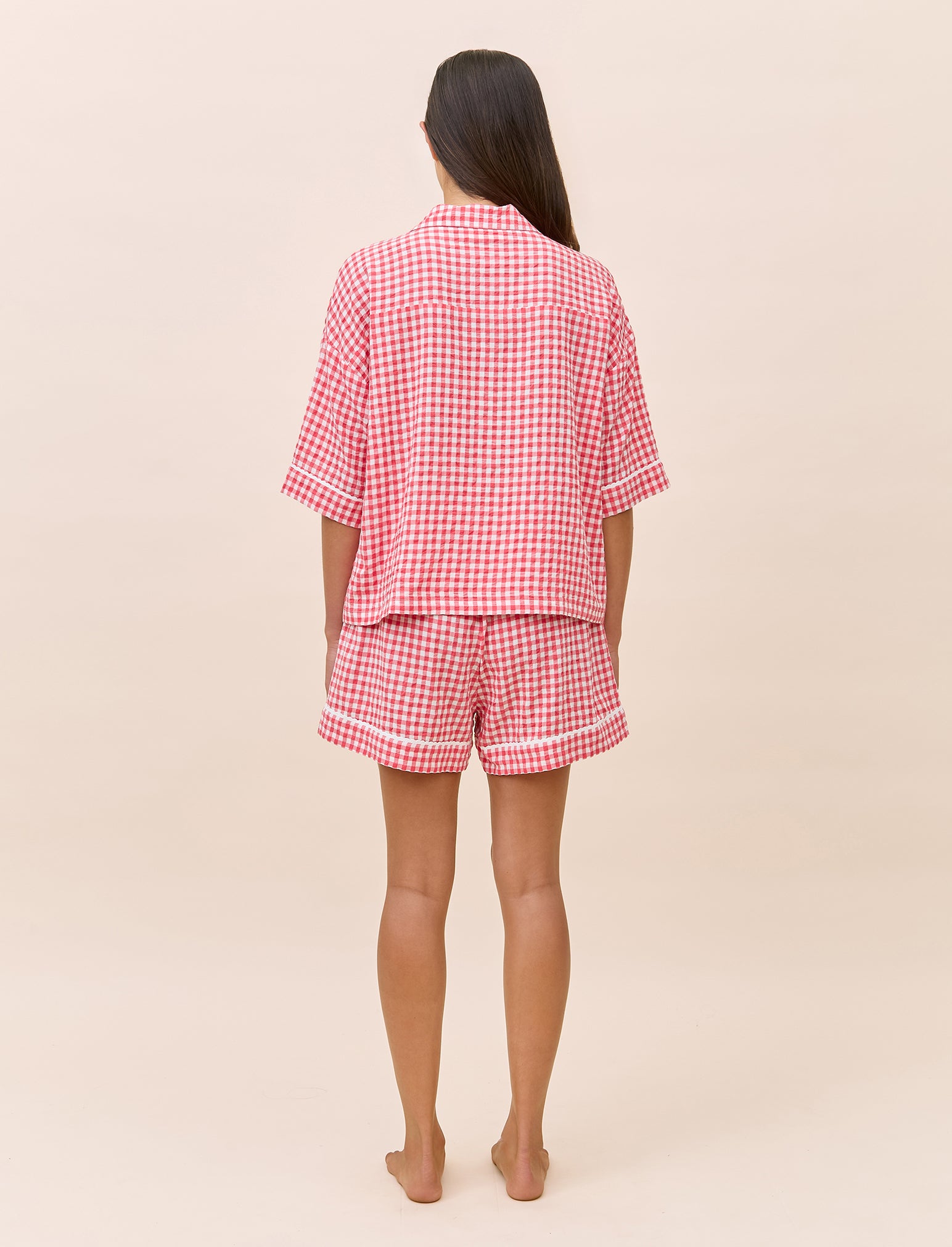 Seersucker Gingham Short Sleeve Shirt