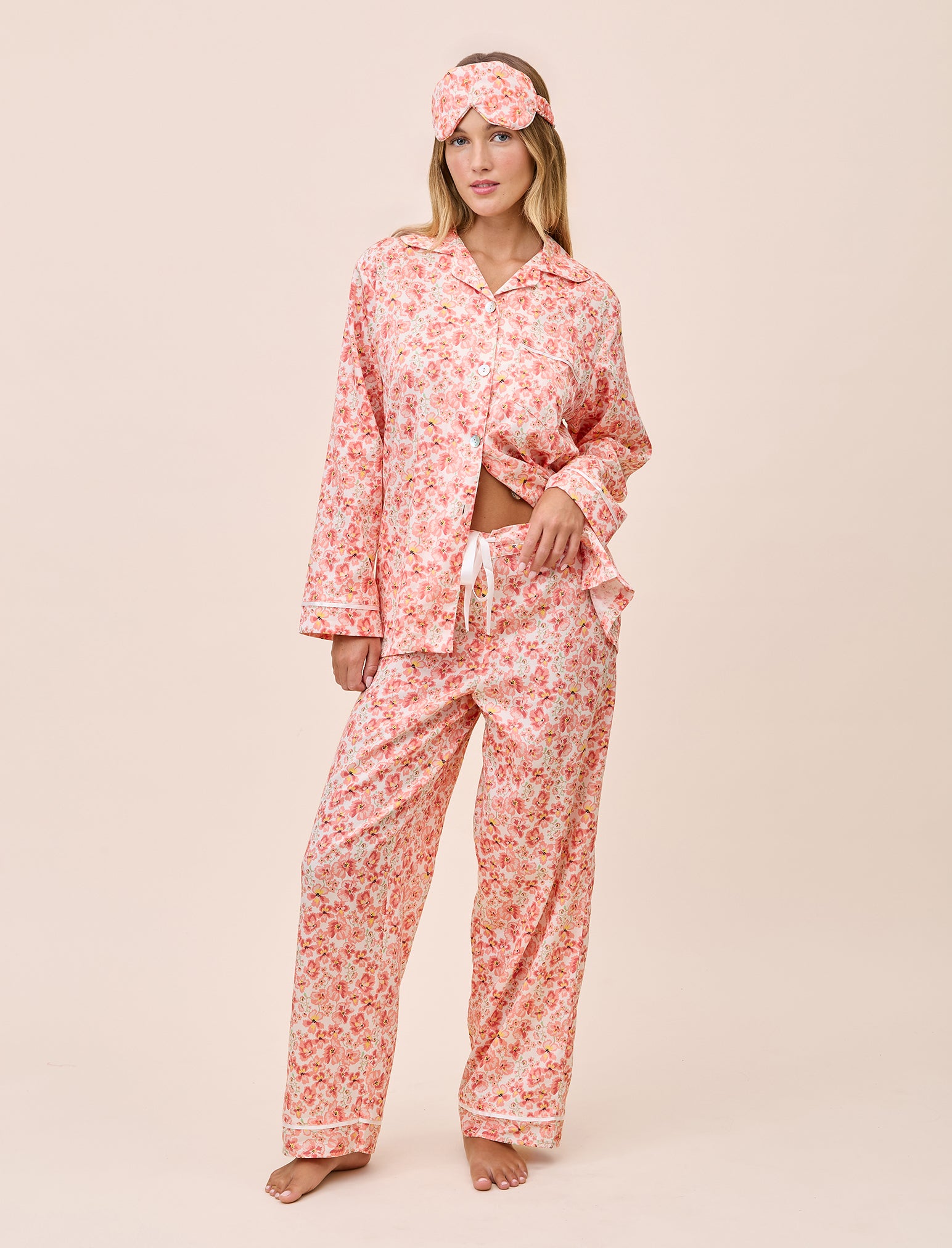 Molly Sims Cotton PJ Set & Eye Mask