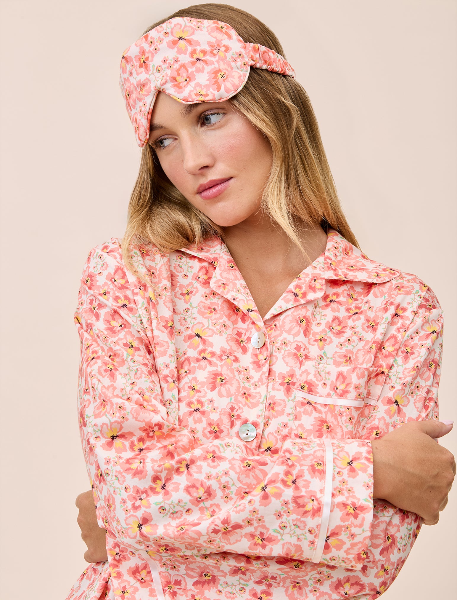 Molly Sims Cotton PJ Set & Eye Mask