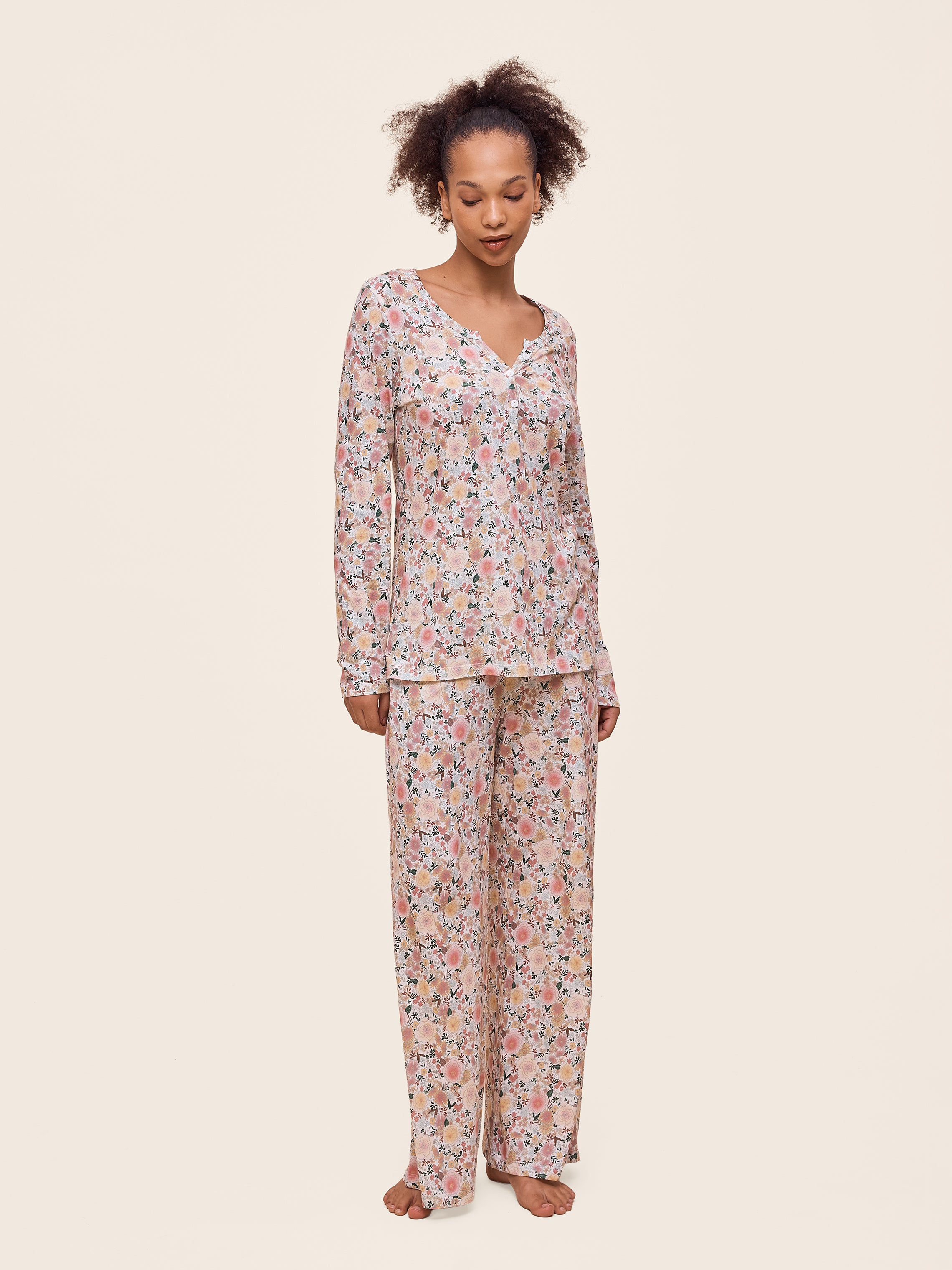 Meribel Knit Henley LS Tee and Straight Leg Pant
