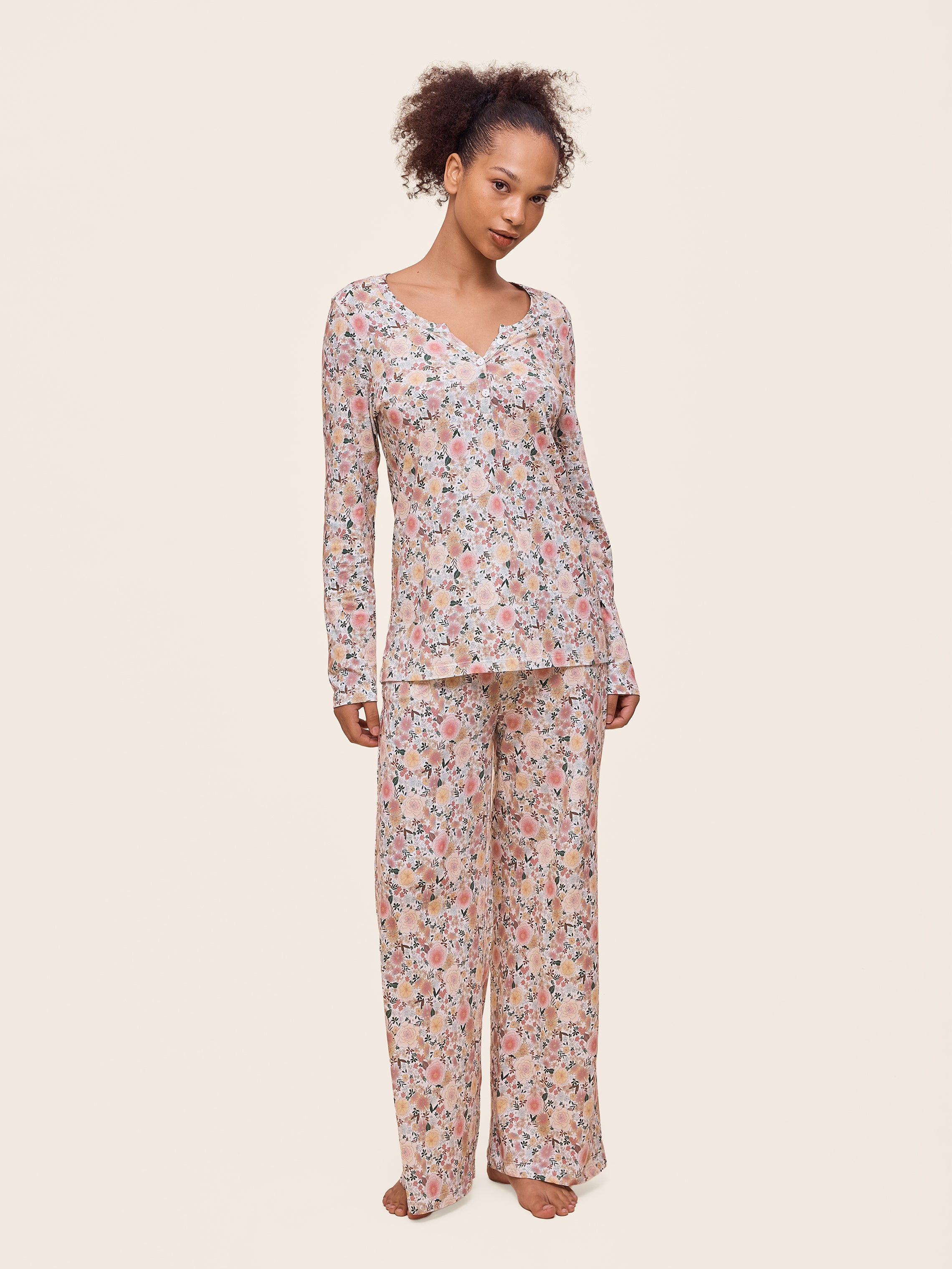 Meribel Knit Henley LS Tee and Straight Leg Pant