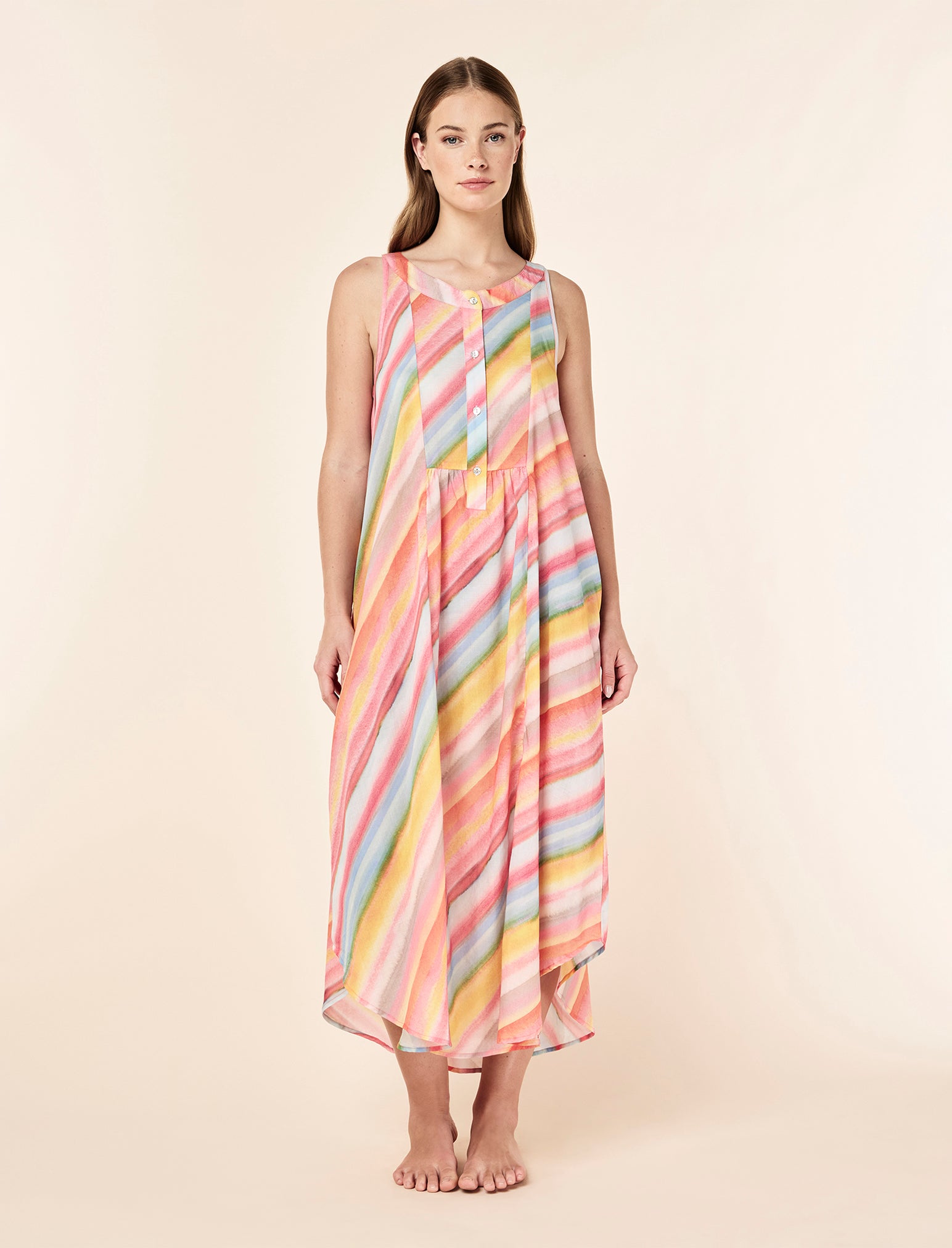 Sophie Stripe Panel Front Maxi Nightie