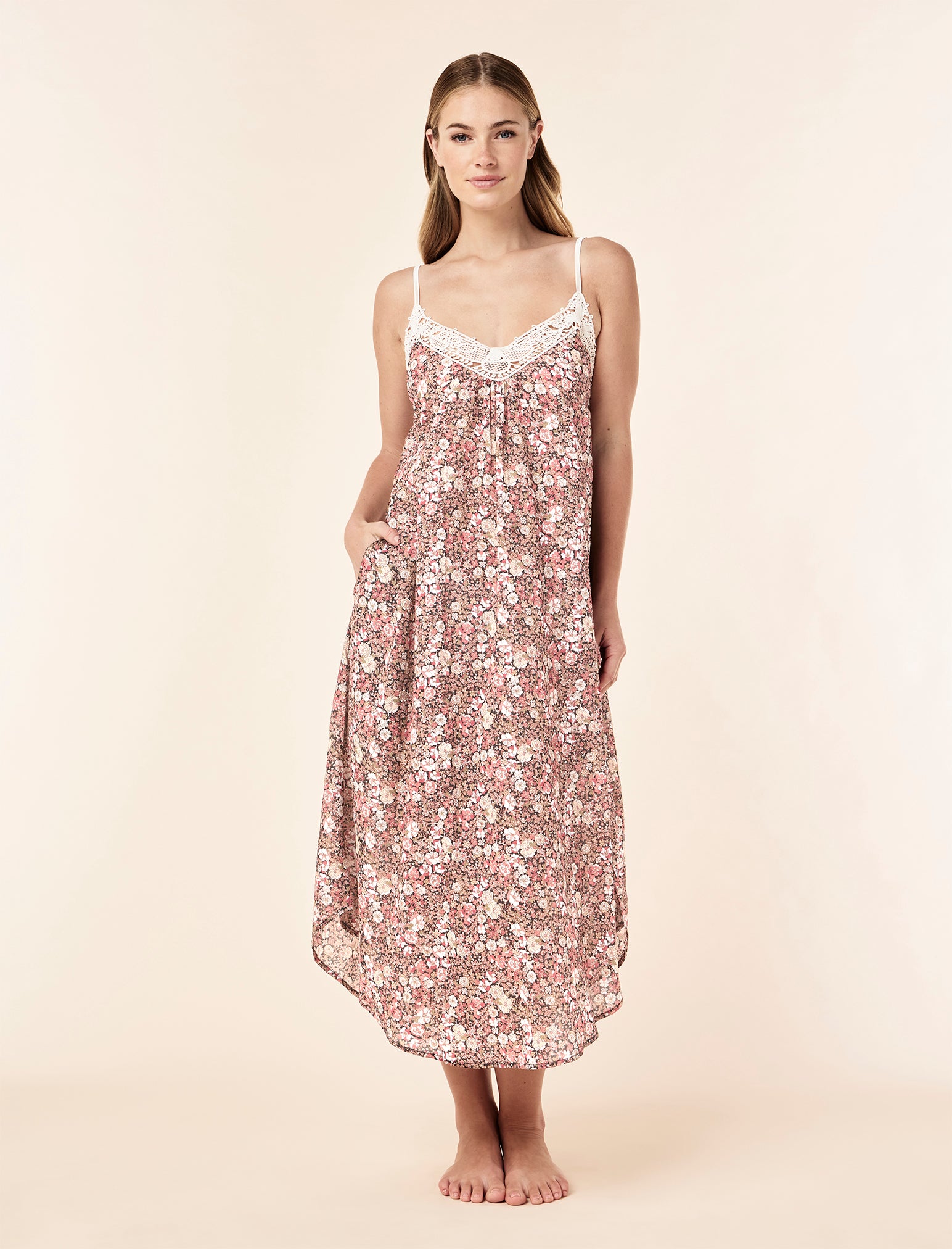 Carly Floral Lace Front Maxi Nightie