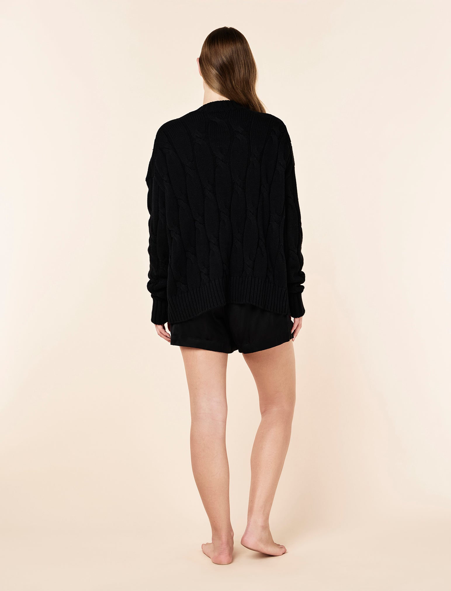 Cotton Cashmere Cable V-Neck Jumper