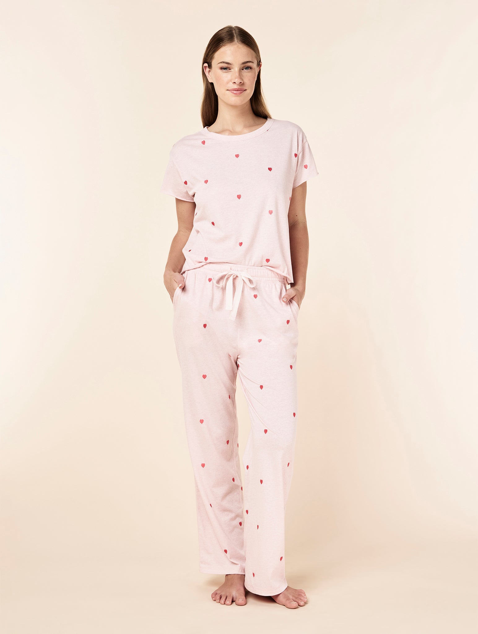 Jada Hearts Cotton Boxy Tee and Straight Leg Pant