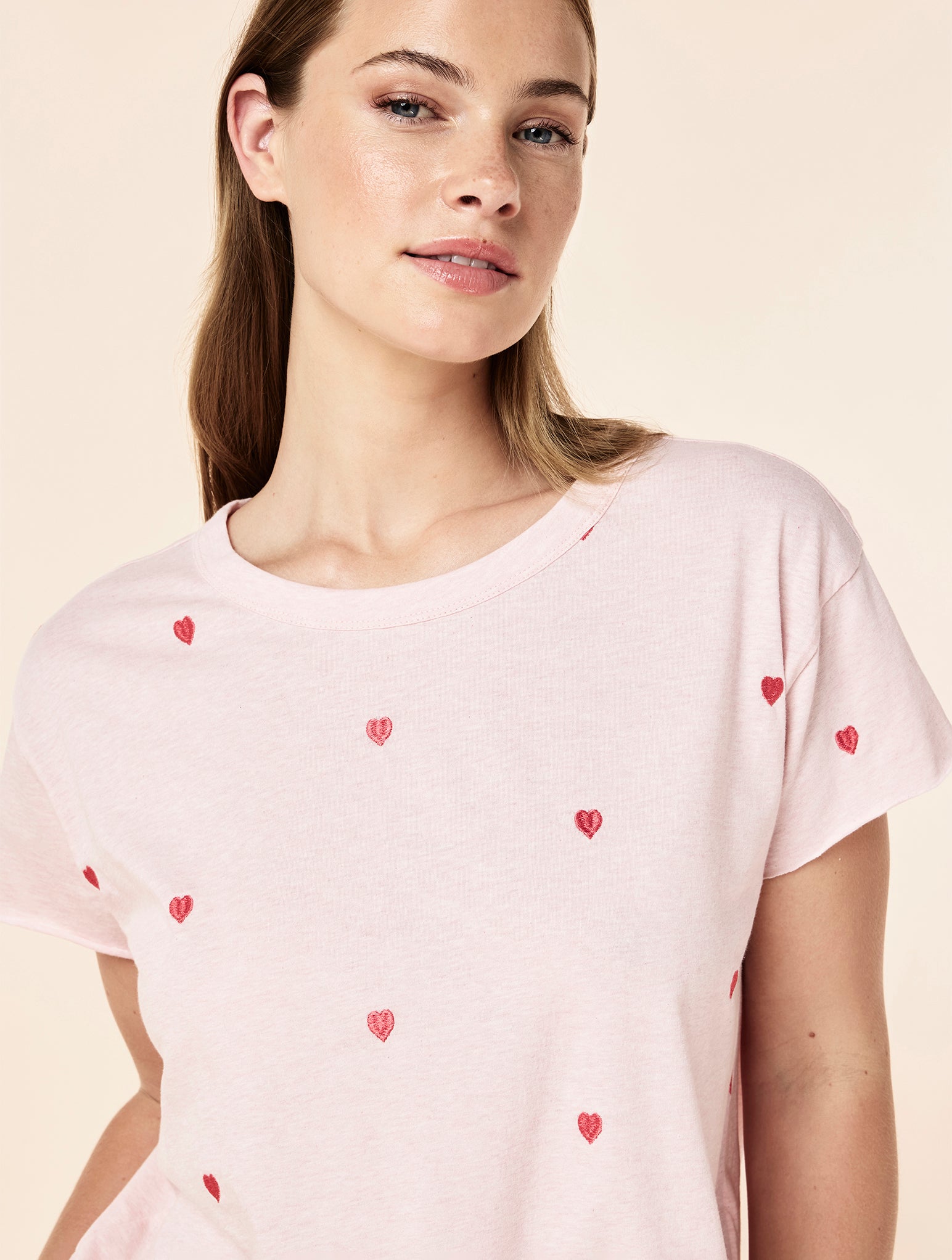 Jada Hearts Cotton Boxy Tee and Straight Leg Pant