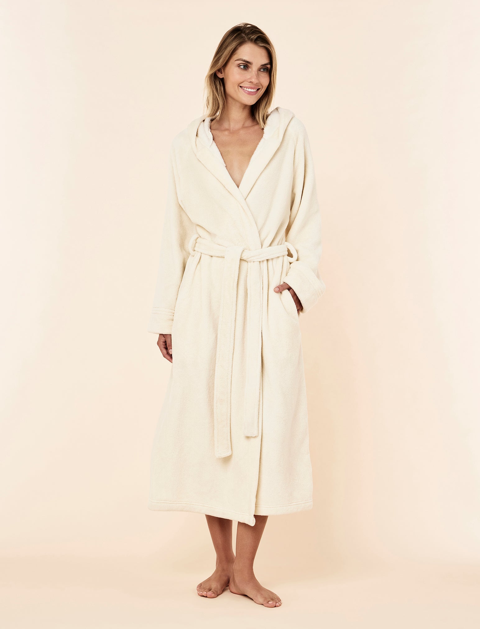 Long Plush Hooded Robe