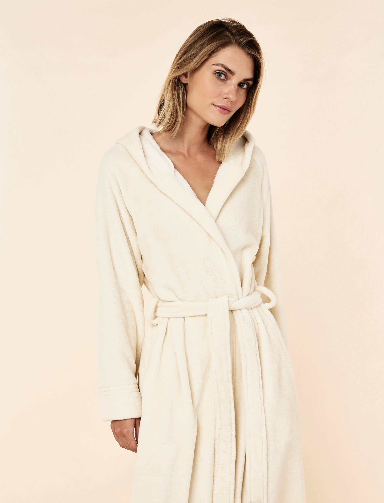 Long Plush Hooded Robe