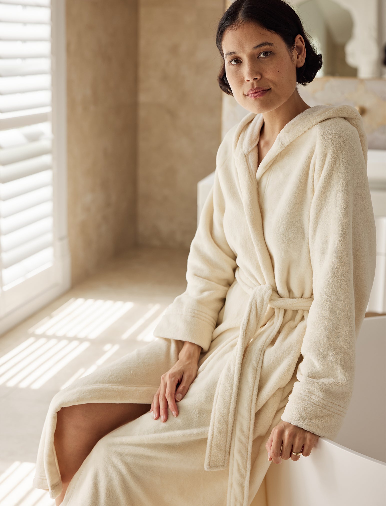 Long Plush Hooded Robe