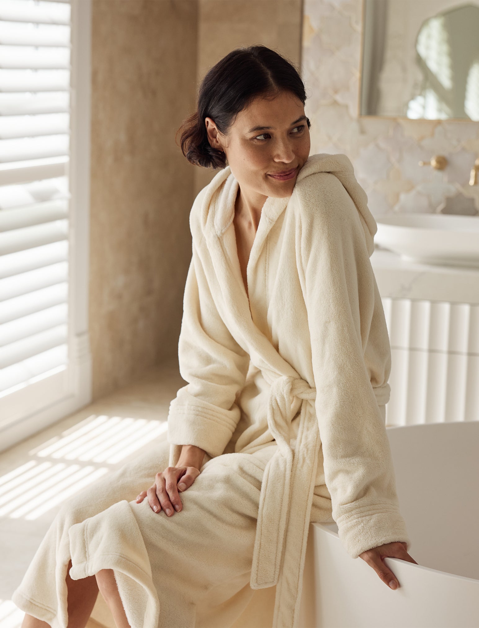 Long Plush Hooded Robe